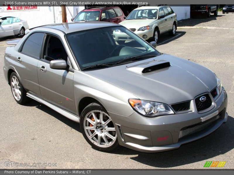 Steel Gray Metallic / Anthracite Black/Blue Alcantara 2006 Subaru Impreza WRX STi