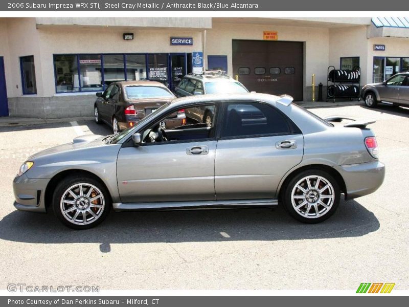 Steel Gray Metallic / Anthracite Black/Blue Alcantara 2006 Subaru Impreza WRX STi
