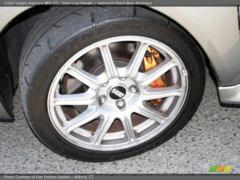 Steel Gray Metallic / Anthracite Black/Blue Alcantara 2006 Subaru Impreza WRX STi