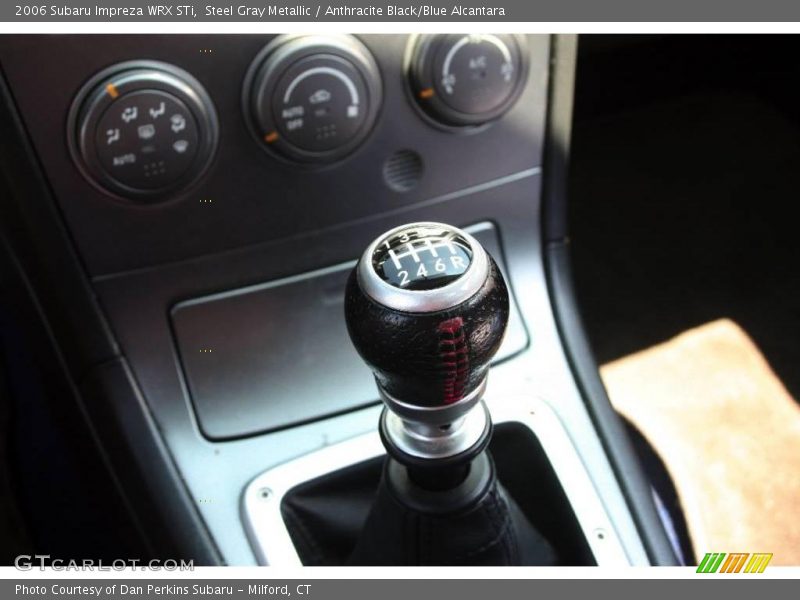 Steel Gray Metallic / Anthracite Black/Blue Alcantara 2006 Subaru Impreza WRX STi
