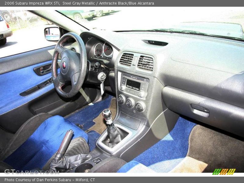 Steel Gray Metallic / Anthracite Black/Blue Alcantara 2006 Subaru Impreza WRX STi