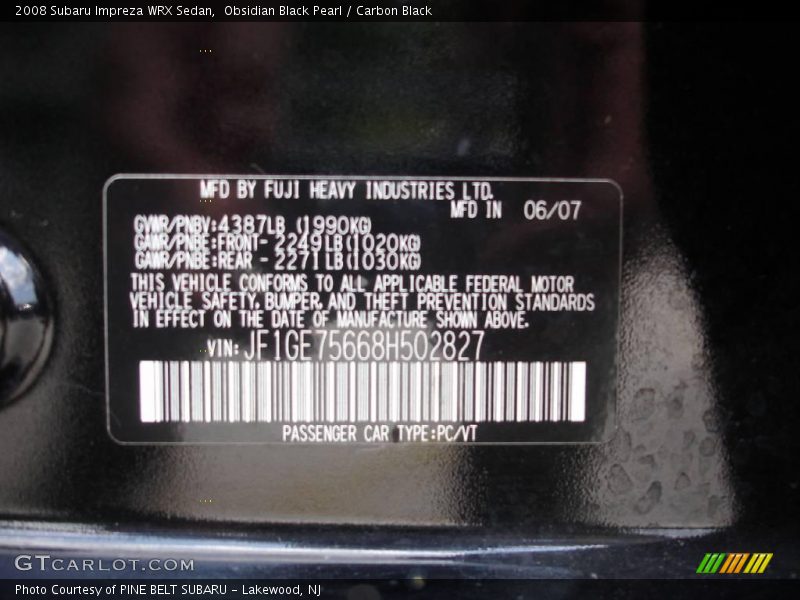 Obsidian Black Pearl / Carbon Black 2008 Subaru Impreza WRX Sedan