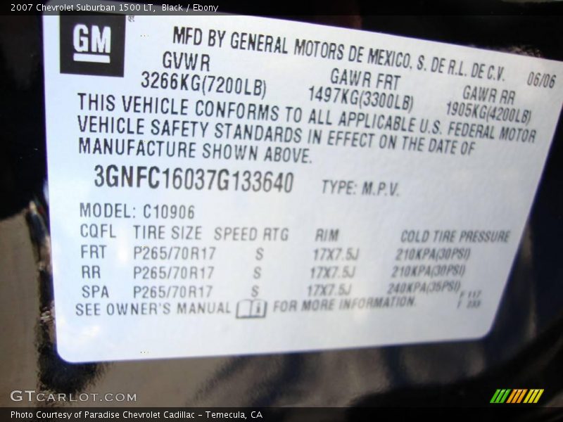 Black / Ebony 2007 Chevrolet Suburban 1500 LT