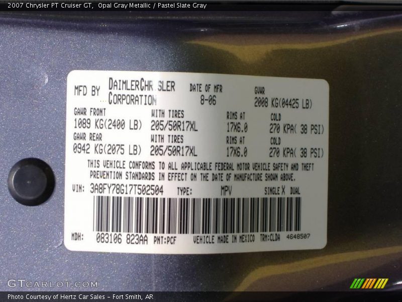 Opal Gray Metallic / Pastel Slate Gray 2007 Chrysler PT Cruiser GT