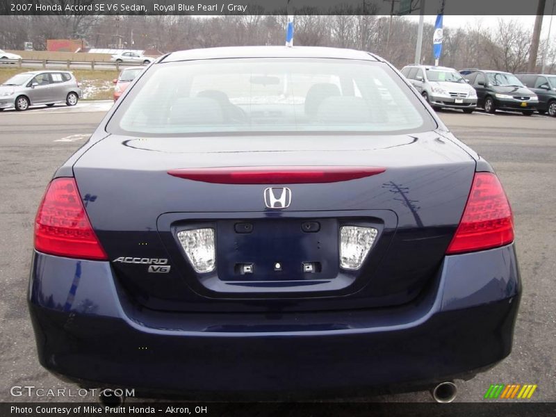 Royal Blue Pearl / Gray 2007 Honda Accord SE V6 Sedan