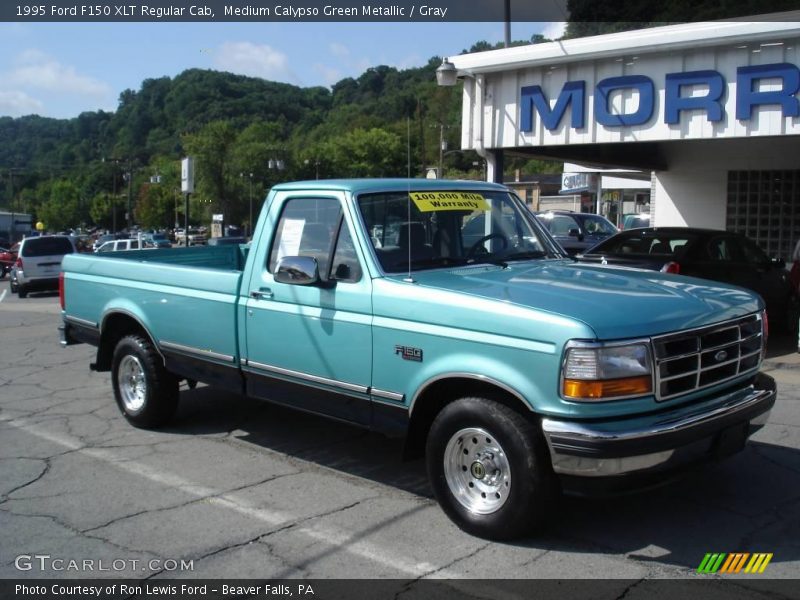 Medium Calypso Green Metallic / Gray 1995 Ford F150 XLT Regular Cab