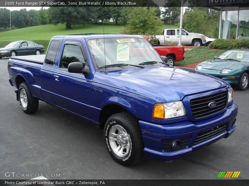 Sonic Blue Metallic / Ebony Black/Blue 2005 Ford Ranger STX SuperCab