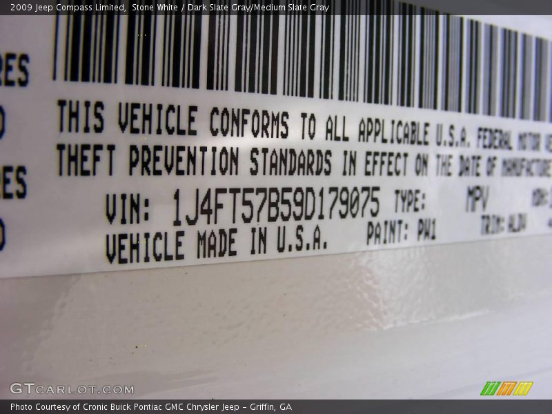 Stone White / Dark Slate Gray/Medium Slate Gray 2009 Jeep Compass Limited