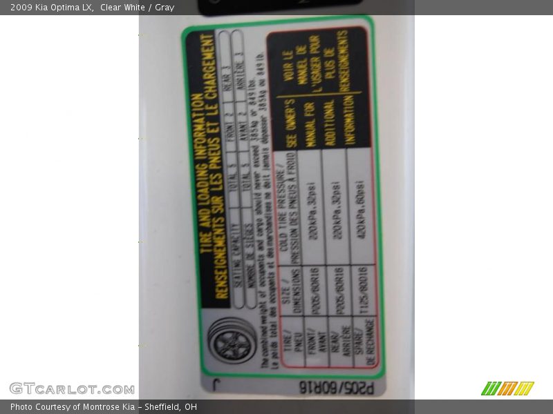 Clear White / Gray 2009 Kia Optima LX