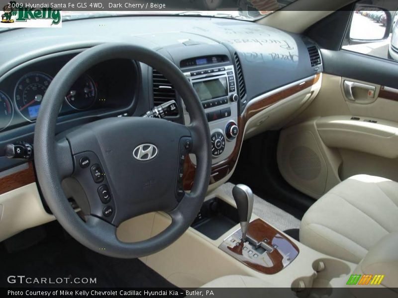 Dark Cherry / Beige 2009 Hyundai Santa Fe GLS 4WD