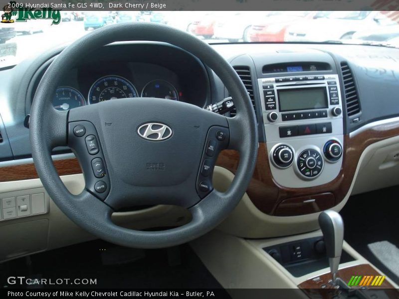 Dark Cherry / Beige 2009 Hyundai Santa Fe GLS 4WD