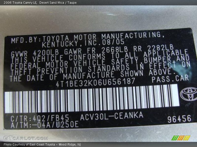 Desert Sand Mica / Taupe 2006 Toyota Camry LE