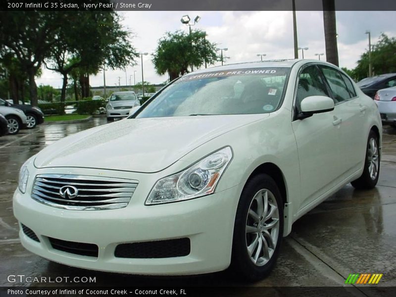 Ivory Pearl / Stone Gray 2007 Infiniti G 35 Sedan