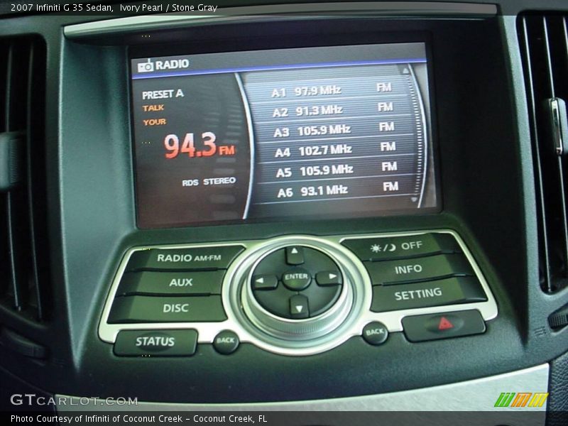 Ivory Pearl / Stone Gray 2007 Infiniti G 35 Sedan