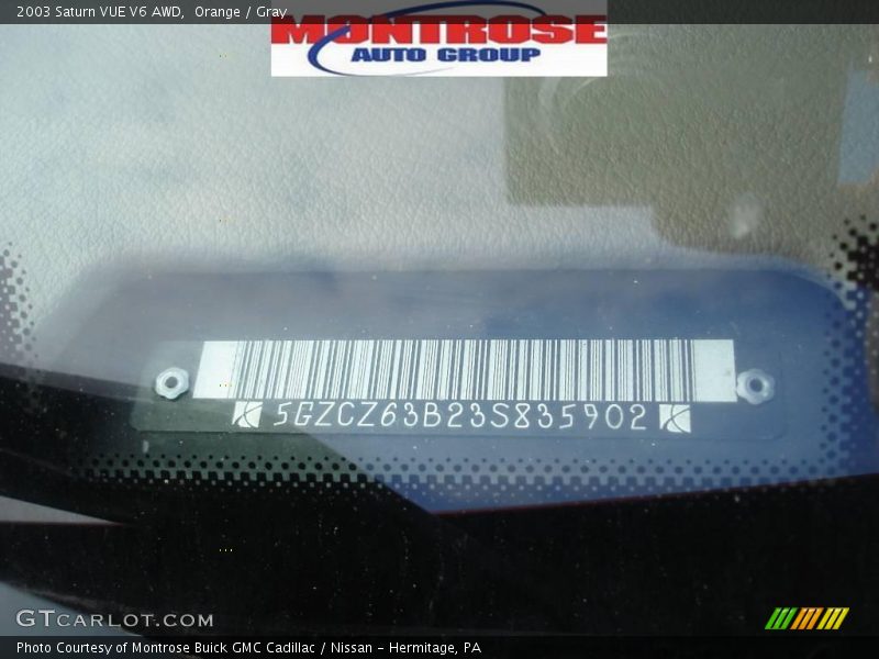 Orange / Gray 2003 Saturn VUE V6 AWD