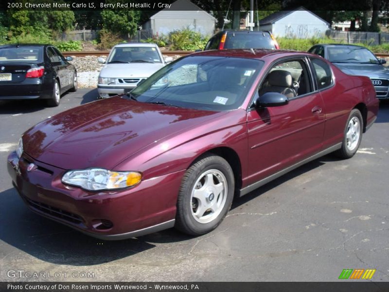 Berry Red Metallic / Gray 2003 Chevrolet Monte Carlo LS