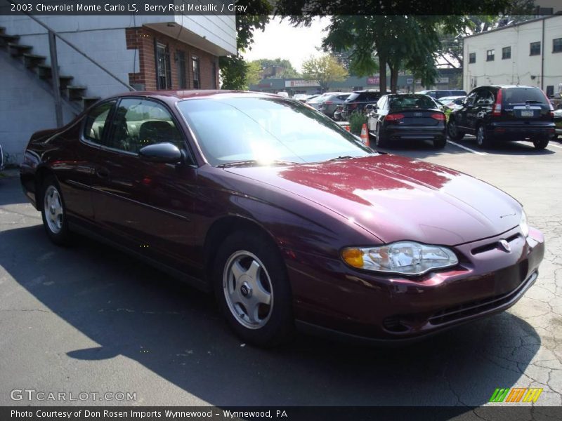 Berry Red Metallic / Gray 2003 Chevrolet Monte Carlo LS