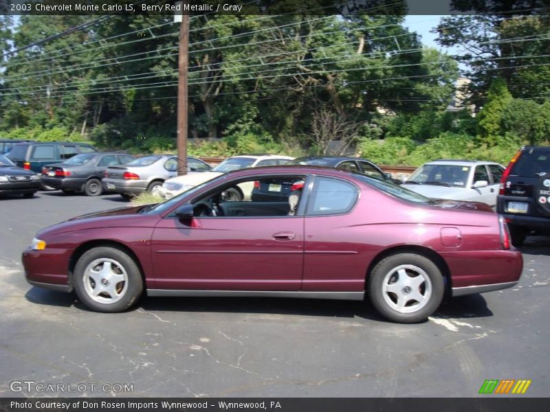 Berry Red Metallic / Gray 2003 Chevrolet Monte Carlo LS