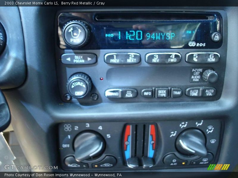 Berry Red Metallic / Gray 2003 Chevrolet Monte Carlo LS