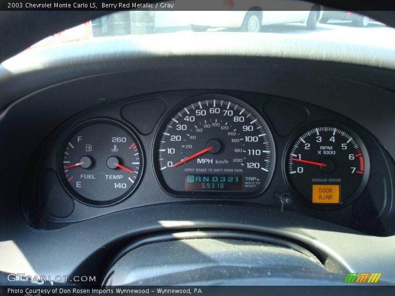 Berry Red Metallic / Gray 2003 Chevrolet Monte Carlo LS