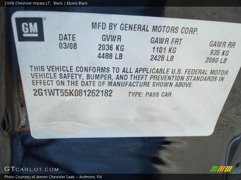Black / Ebony Black 2008 Chevrolet Impala LT