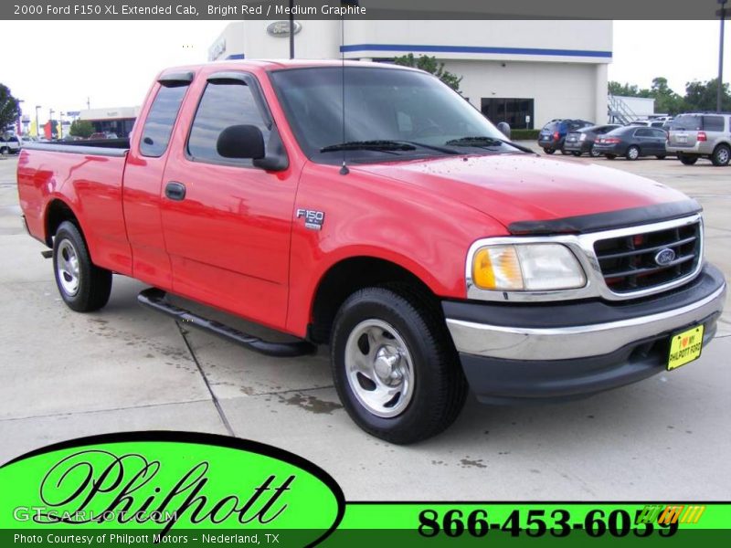 Bright Red / Medium Graphite 2000 Ford F150 XL Extended Cab