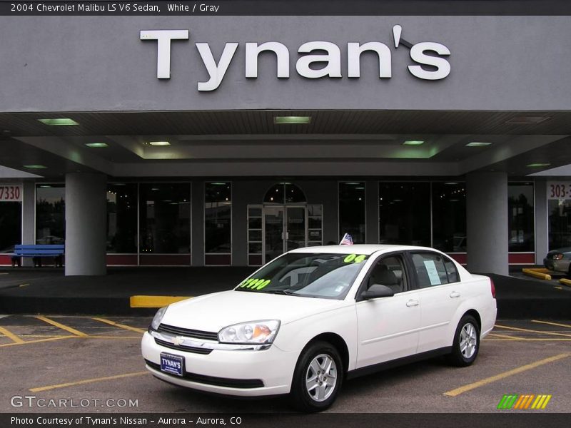 White / Gray 2004 Chevrolet Malibu LS V6 Sedan