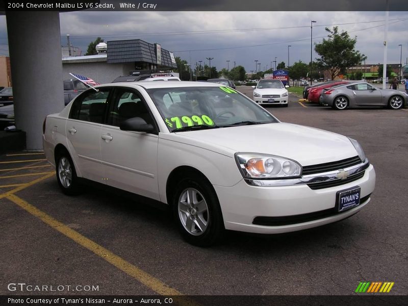 White / Gray 2004 Chevrolet Malibu LS V6 Sedan