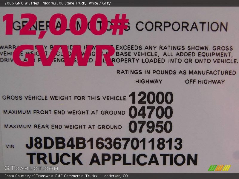 White / Gray 2006 GMC W Series Truck W3500 Stake Truck