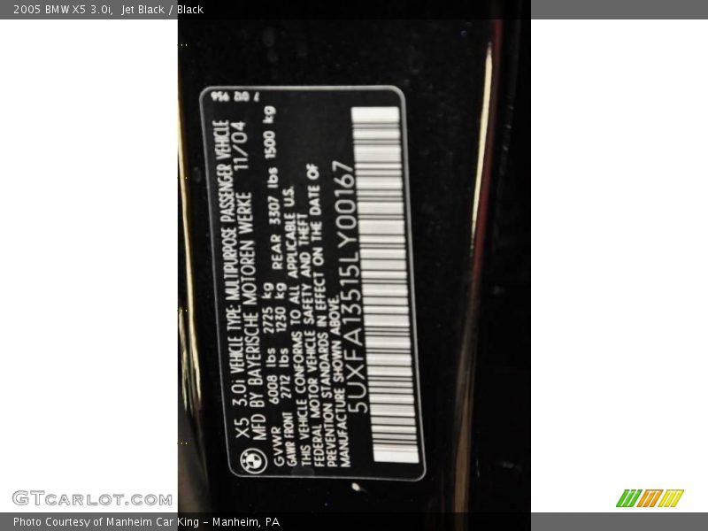 Jet Black / Black 2005 BMW X5 3.0i