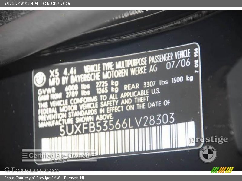 Jet Black / Beige 2006 BMW X5 4.4i