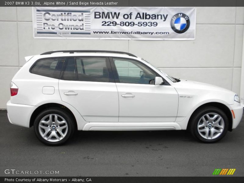 Alpine White / Sand Beige Nevada Leather 2007 BMW X3 3.0si