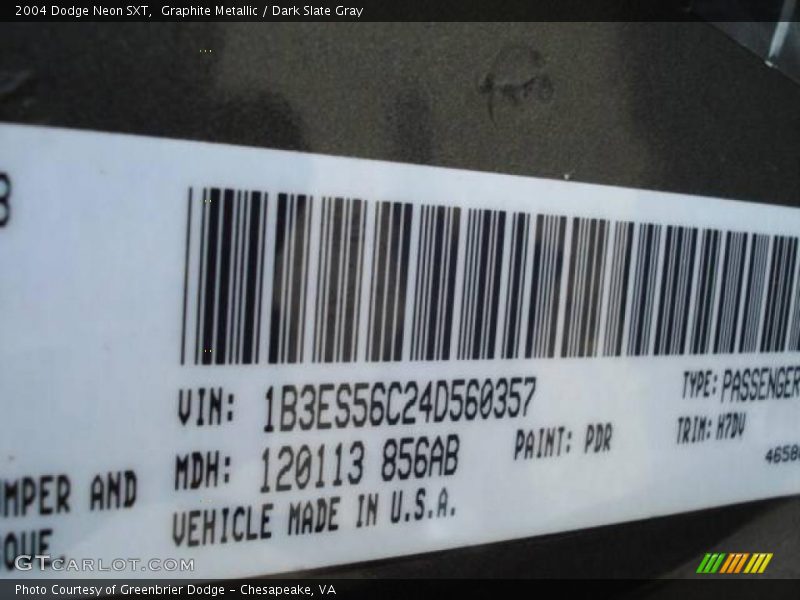 Graphite Metallic / Dark Slate Gray 2004 Dodge Neon SXT