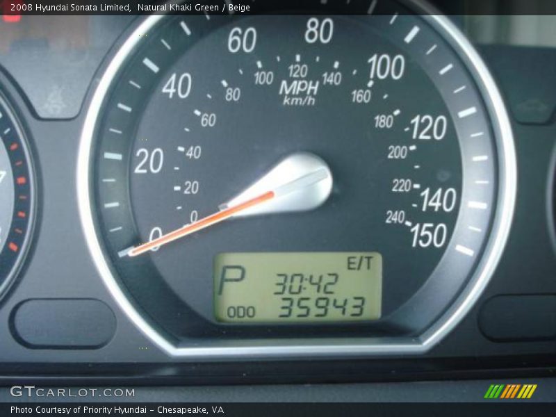Natural Khaki Green / Beige 2008 Hyundai Sonata Limited