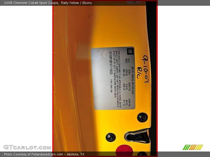 Rally Yellow / Ebony 2008 Chevrolet Cobalt Sport Coupe