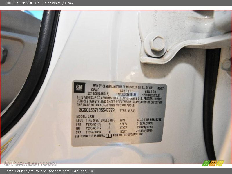 Polar White / Gray 2008 Saturn VUE XR