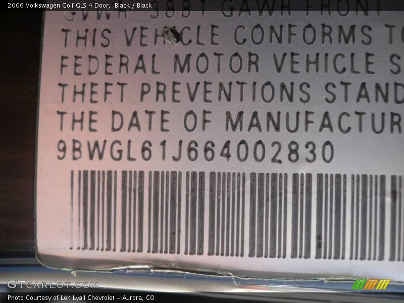 Black / Black 2006 Volkswagen Golf GLS 4 Door