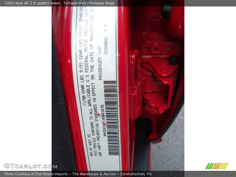 Tornado Red / Melange Beige 1999 Audi A6 2.8 quattro Avant