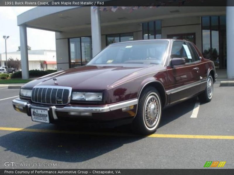 Dark Maple Red Metallic / Red 1991 Buick Riviera Coupe