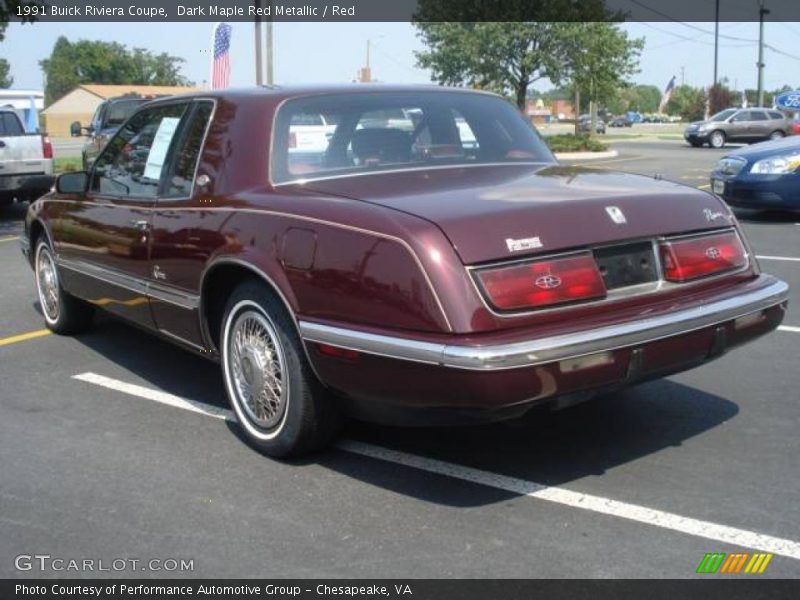 Dark Maple Red Metallic / Red 1991 Buick Riviera Coupe