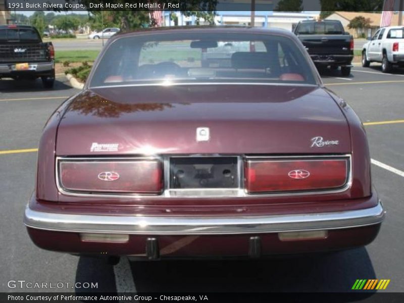 Dark Maple Red Metallic / Red 1991 Buick Riviera Coupe