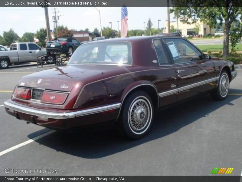 Dark Maple Red Metallic / Red 1991 Buick Riviera Coupe