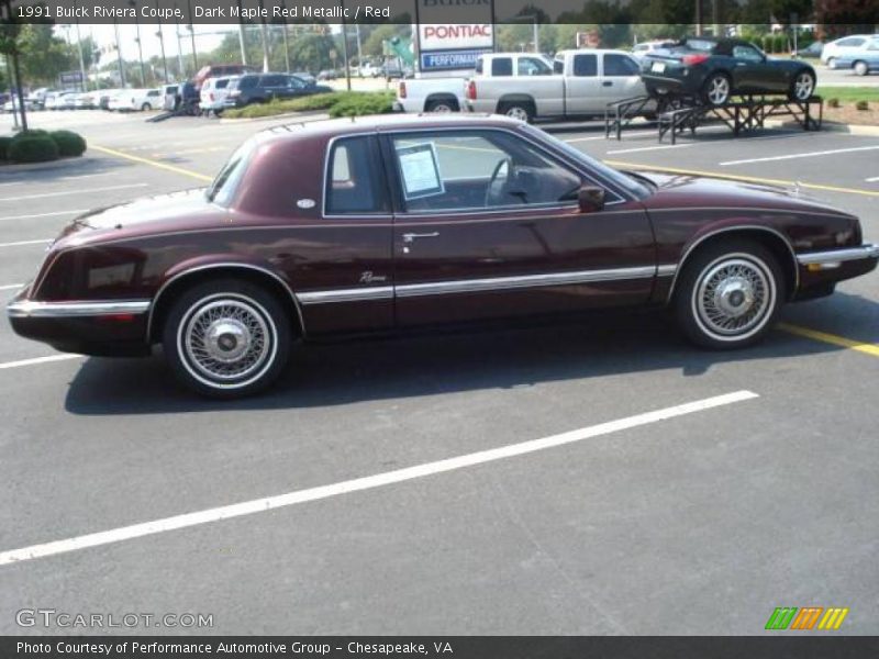 Dark Maple Red Metallic / Red 1991 Buick Riviera Coupe