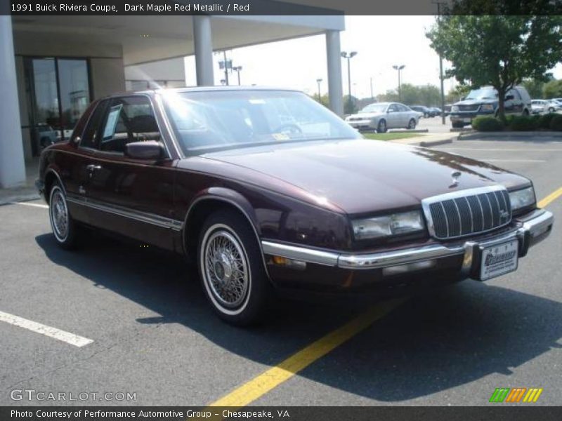 Dark Maple Red Metallic / Red 1991 Buick Riviera Coupe