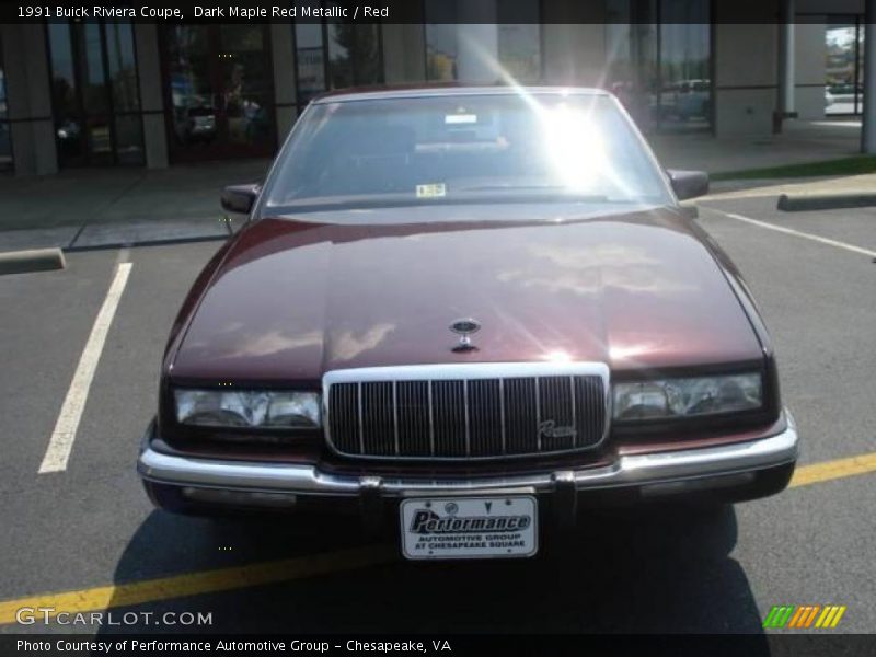 Dark Maple Red Metallic / Red 1991 Buick Riviera Coupe