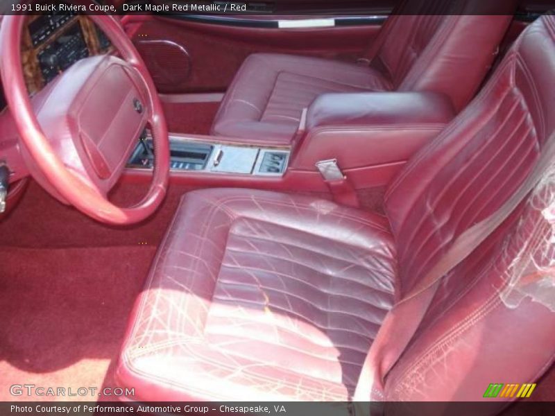 Dark Maple Red Metallic / Red 1991 Buick Riviera Coupe