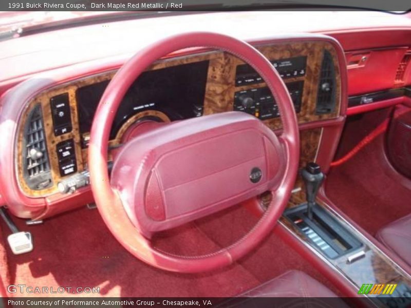 Dark Maple Red Metallic / Red 1991 Buick Riviera Coupe