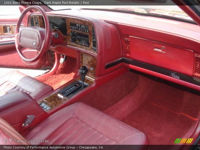 Dark Maple Red Metallic / Red 1991 Buick Riviera Coupe