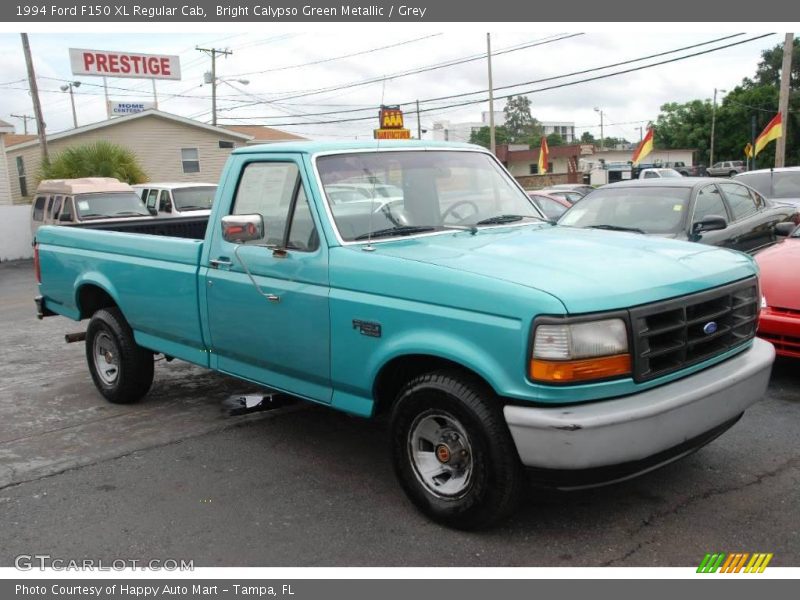 Bright Calypso Green Metallic / Grey 1994 Ford F150 XL Regular Cab