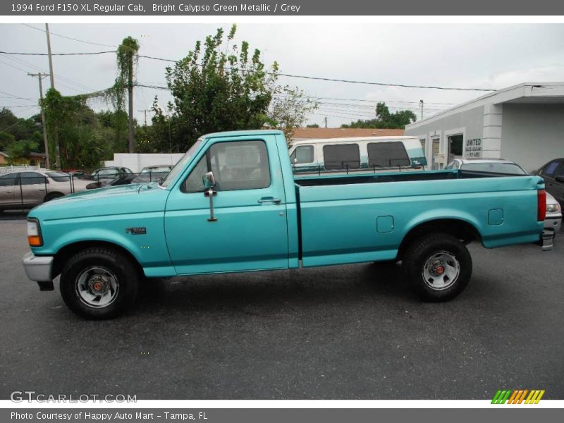 Bright Calypso Green Metallic / Grey 1994 Ford F150 XL Regular Cab